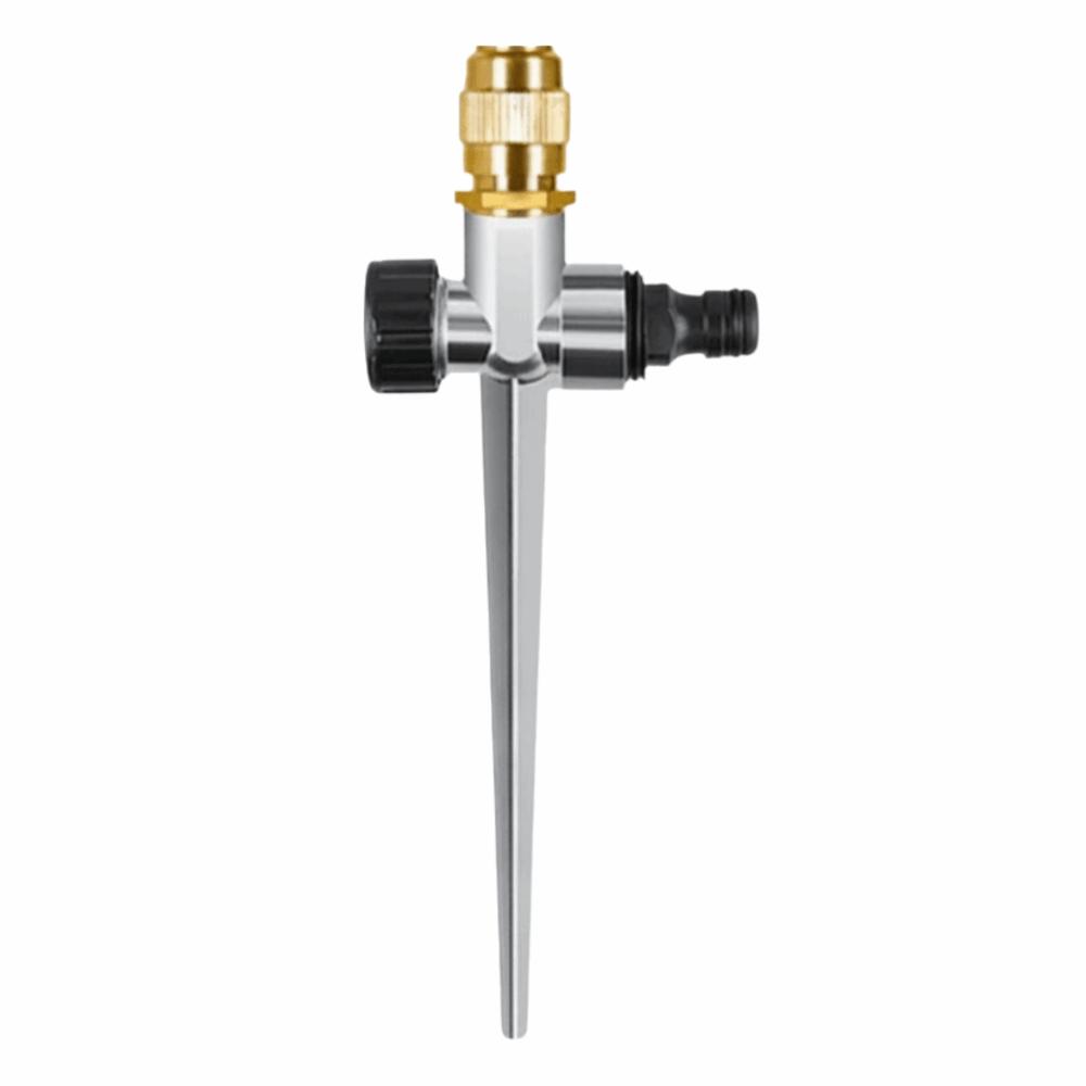 Irrigatore a spillo rotante a 360 gradi, doppio ugello, irrigatore da terra, irrigazione del giardino