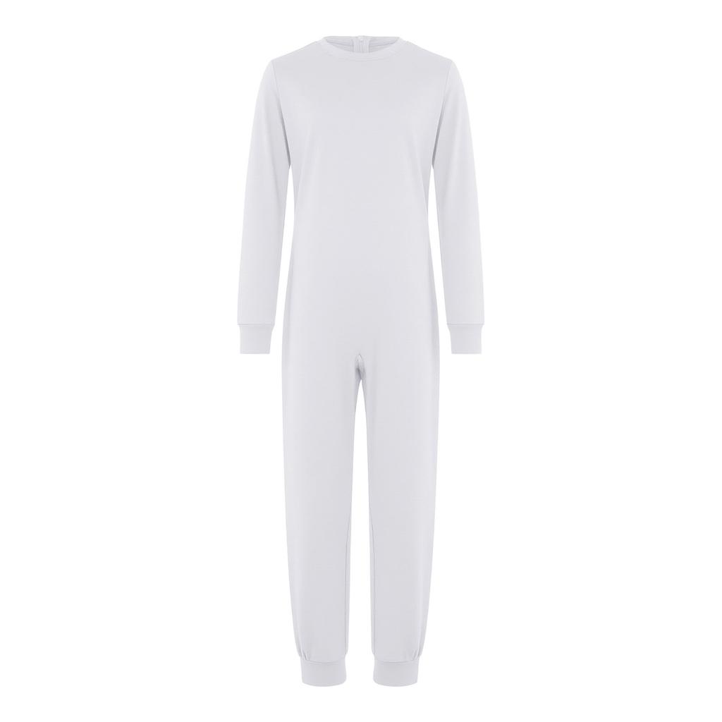 Unisex Kids Special Needs Clothing Round Neck Long Sleeve Back Invisible Zipper One Piece Cotton Jumpsuit