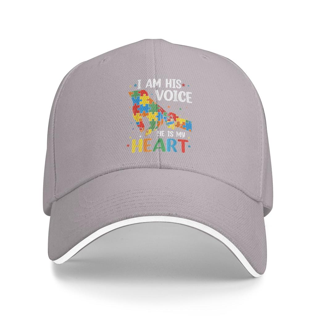 I Am His Voice He is My Heart Autism Awareness Mom Baseball Cap Cool Hip Hop Hats Summer Unisex Men Outdoor Sports Baseball Caps