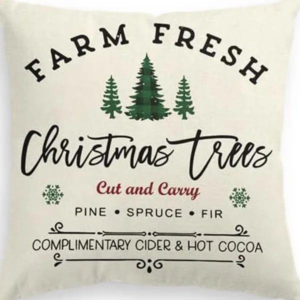 Merry Christmas Decor Cushion Cover x cm Pillow CaseCartoon Reindeer Santa Claus Printed Throw Pillowcase Linen Pillow Cover