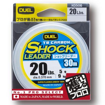 DUEL Fluorocarbon-Angelschnur mit TB Carbon-Vorfach [Hohe Festigkeit und Empfindlichkeit] 20 lbs., 30 m, Natürlich Klar, H3506