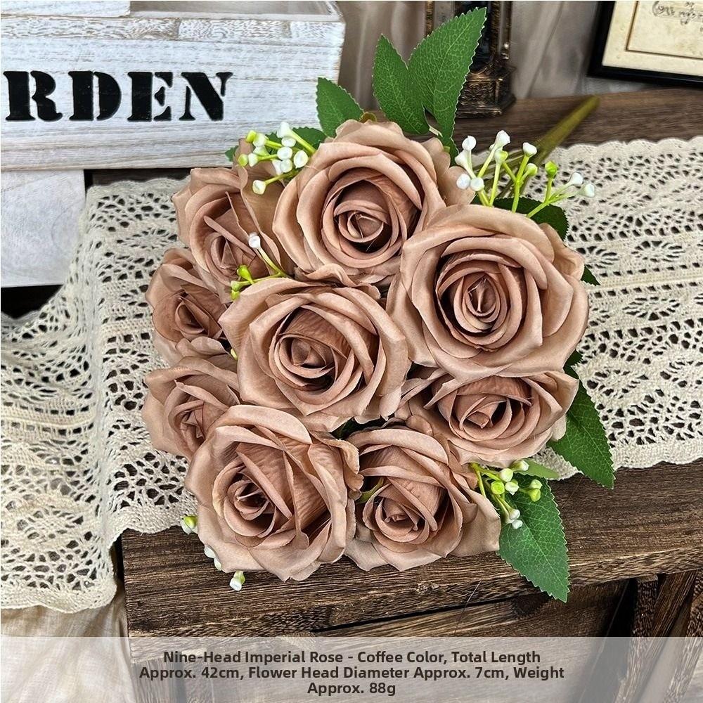 

9 Heads Real Happy Imperial Rose Flower 10 Colors Photography Photo Gift Valentine s Day Flowers Mini Rose Flowers Decorative кавовий