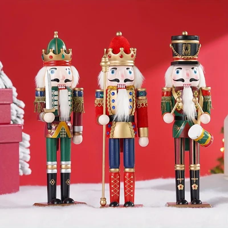 11CM Nutcracker Soldier Figurines Set 1116 Christmas Decoration Wood Nutcracker Puppet Statue Ornaments Vintage Craft Xmas Decor