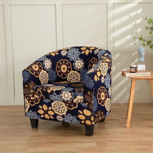 Floral Prints Single Armchair Cover Relax Spandex Single Seater Tub Club Couch Slipcover For Living Room Sofa Protector Covers