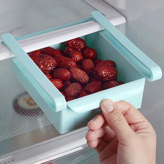 Organizador ahorrador de espacio para frigorífico y congelador de cocina, soporte para estante de almacenamiento, cajón deslizante