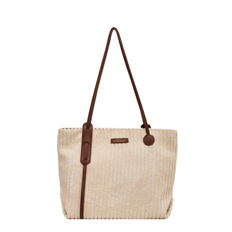 Corduroy Large-capacity Canvas Bag Winter New Niche Simple Work Commute Portable Shoulder Tote Bag