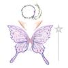 4Pcs Floral Garland Headband Butterfly Wings Set Hollow Mesh Sparkling Angel Wings  Women Girls