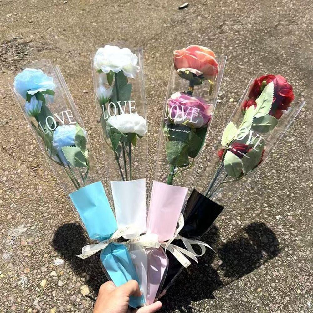 50Pcs Single Flower Flower Wrapping Bag Love Single Rose Sleeves New Bouquet Wrapper  Party Supplies