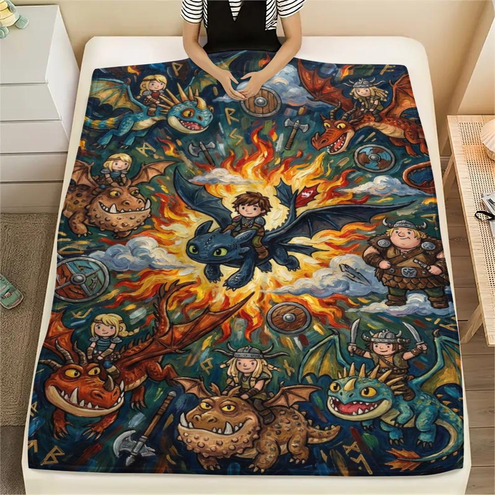 How to Train Your Dragon Warm Cozy Flannel Blanket Printed Design for Home Bed Sofa Couch Travel Picnic Comfortable Throw -xia58