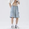 Men's Casual American-Style Denim Cargo Shorts - Summer Lightweight, Loose, Straight-Leg Design
