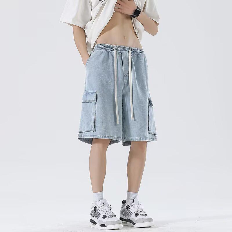 Men's Casual American-Style Denim Cargo Shorts - Summer Lightweight, Loose, Straight-Leg Design