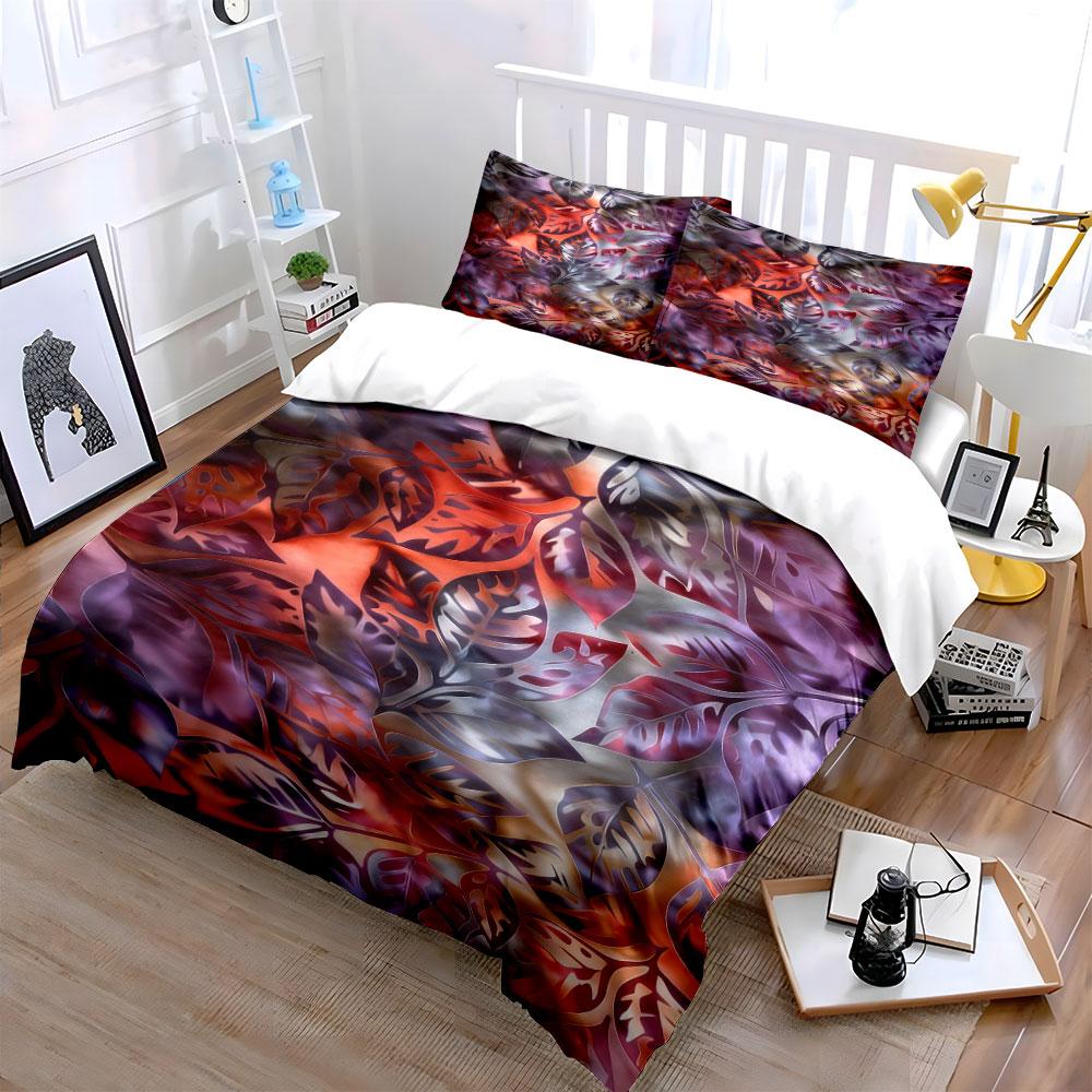 Colorful Tropical Leaf Motifs. Bedding Sets Duvet Cover Sets Duvet Covers Pillowcases(1 * Duvet Cover 2 * Pillowcases Without Duvet Insert)
