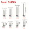 560Pcs Carbon Steel Self Tapping Screws Flat Head Phillips Drive Machine Screw Kit Fully Threaded Assorted Sizes