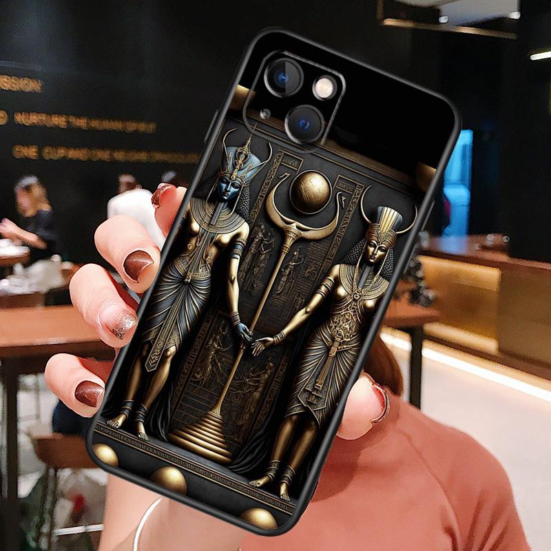

Egypt Pharaoh Mural Phone Case For iPhone 16 Pro Max 15 14 12 11 13 Pro Max Plus 12 13 Mini XR 16e Funda Silione Cover iPhone 14Pro MAX