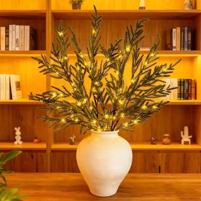 Pine Branches With Lights 5 Pieces Festive Greenery Decoration Christmas Lit Pine Branches For Family Friends Party Home Holiday