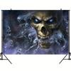 Halloween-themed background banner Halloween party decorations terrifying skull ghostly procession.PMJ