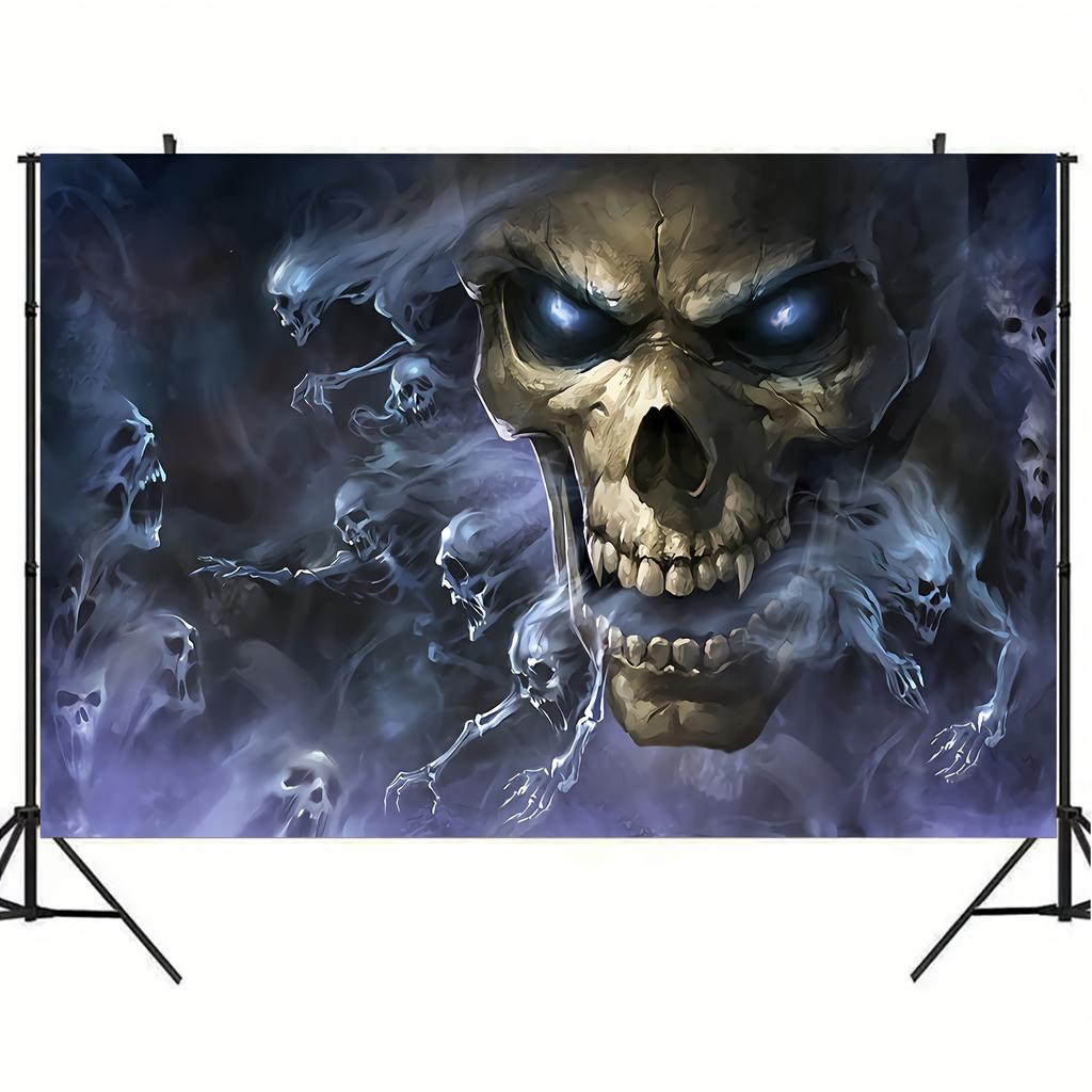 Halloween-themed background banner Halloween party decorations terrifying skull ghostly procession.PMJ