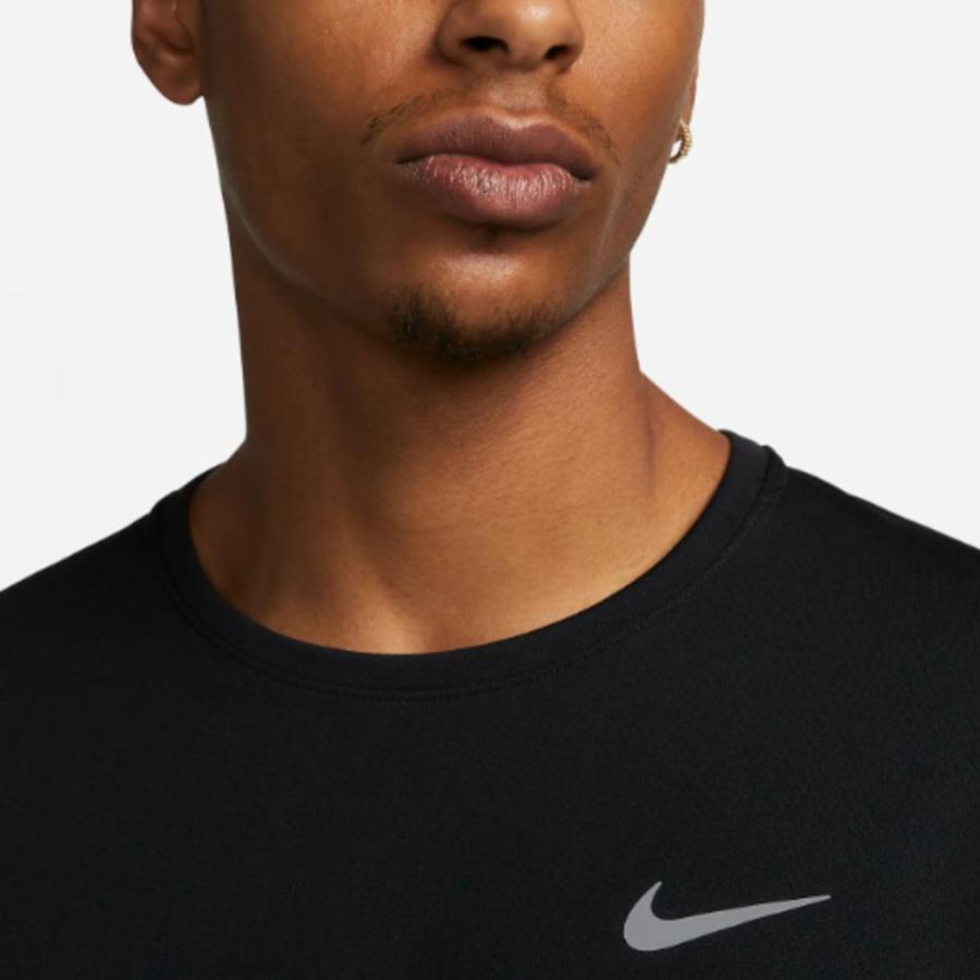 Nike Miler Solid Color Logo Crew Neck Long Sleeve Sport Shirt Men Tops Black FB7070-010