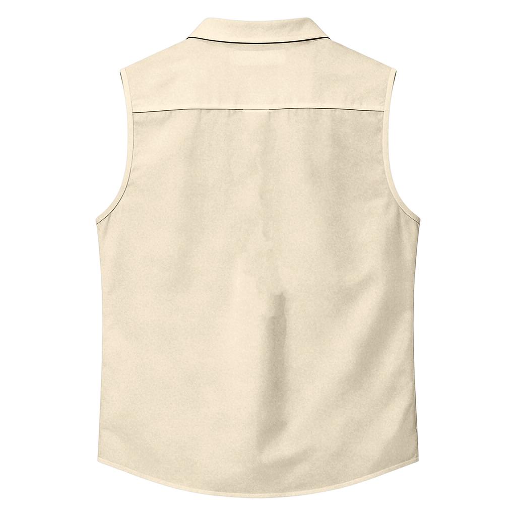 Men's Workwear Lapel Button-Down Vest Shirt - Lightweight Sleeveless Top