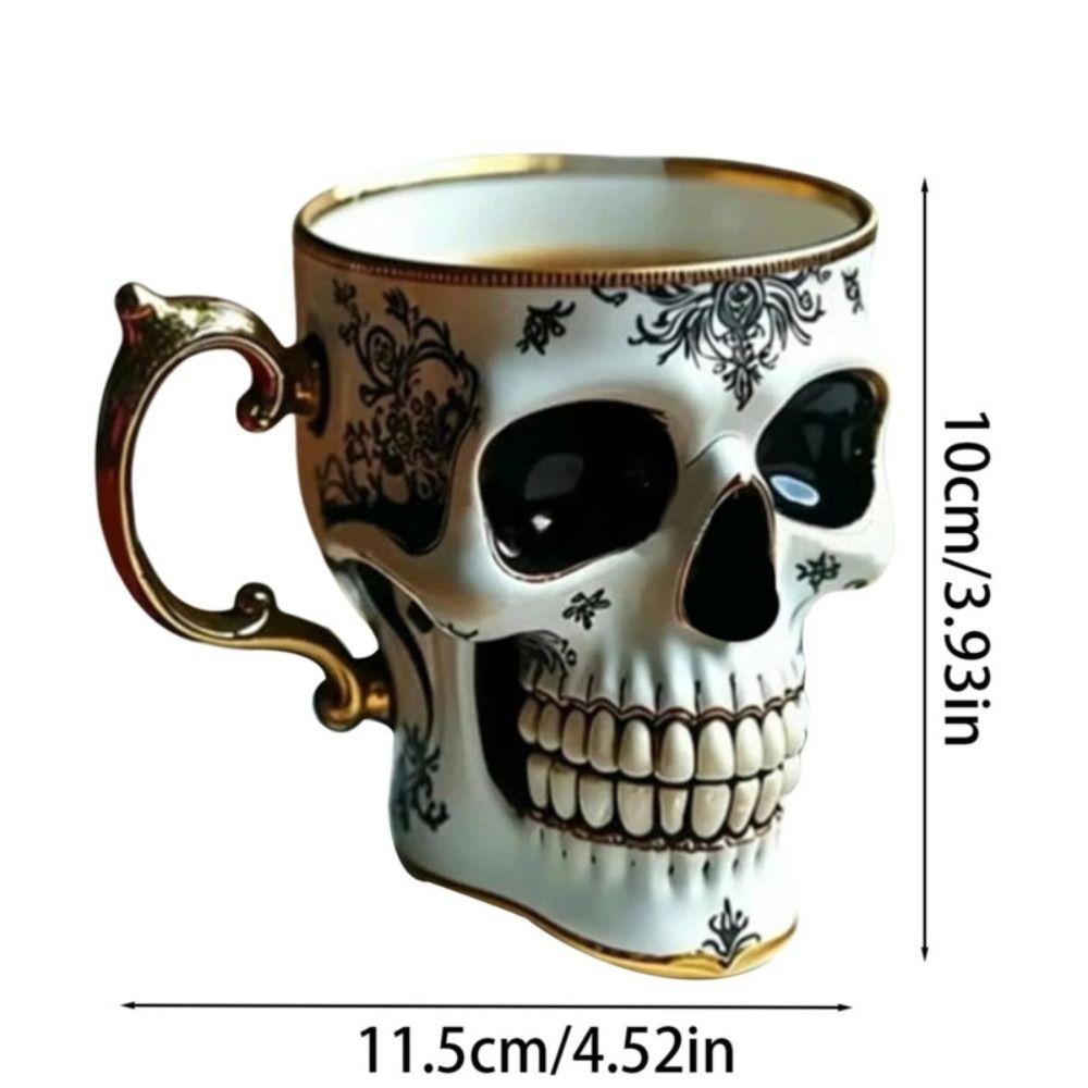 Stylish Resin Skull Coffee Mug Bonehead Design Gothic Skull Crusher Coffee Tea Cup Set Halloween Party