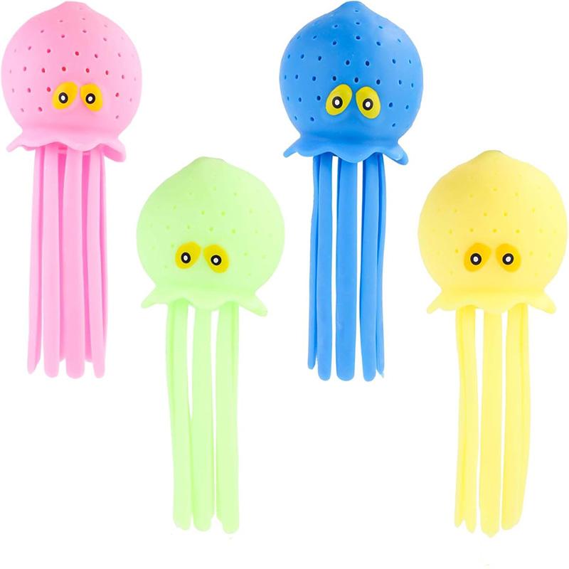 4 Colors Cute Kids Bath Squeeze Toys Stress Relief Ball Floating Water Absorbing Octopus Swimming Play Toy For Holiday Gifts