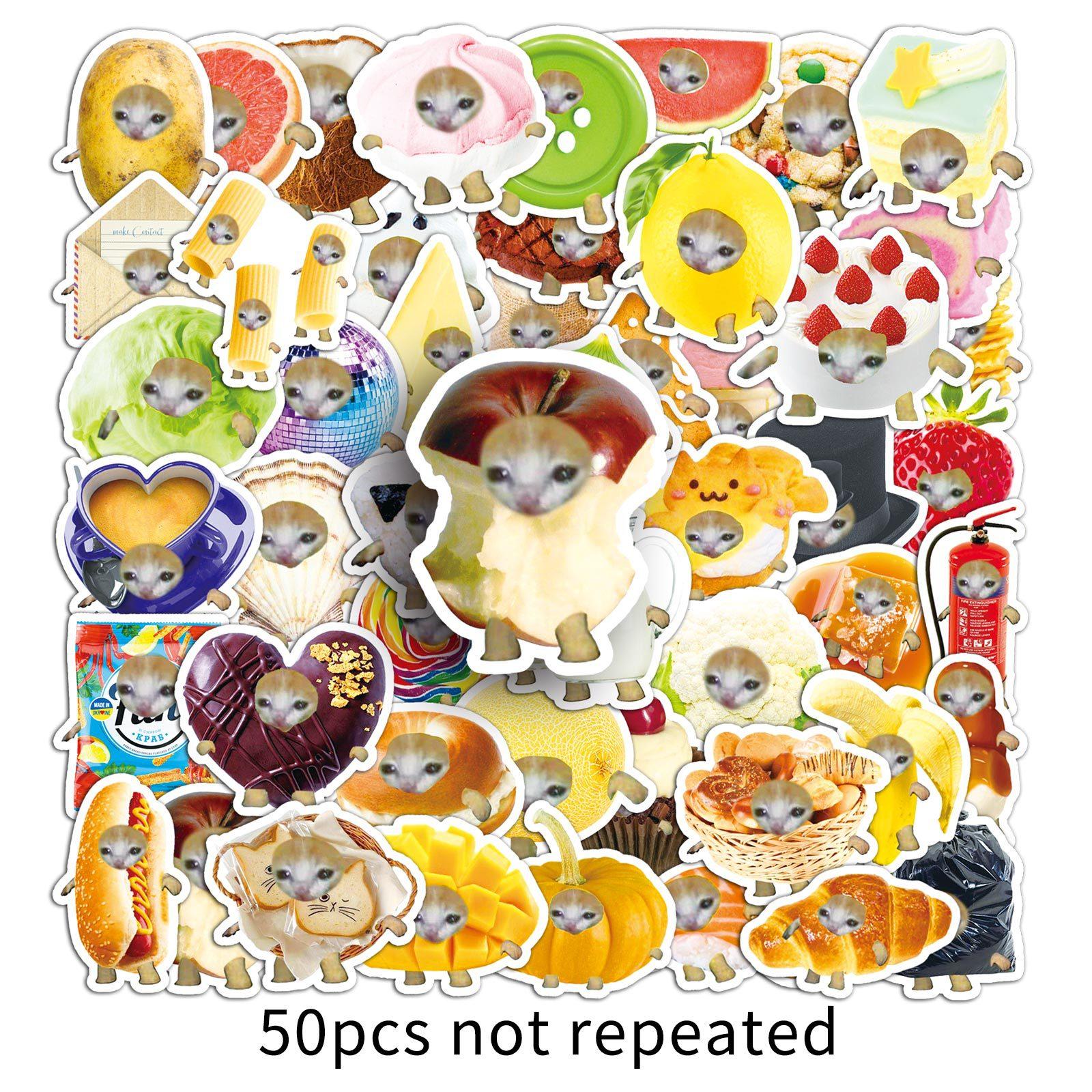 

50 Funny Cat Head Graffiti Stickers Emoticon Packaging Mobile Phone Case Water Cup Computer Stickers