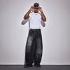 Pantaloni larghi in denim americani nuovi con stampa estiva moda drappeggio jeans a zampa