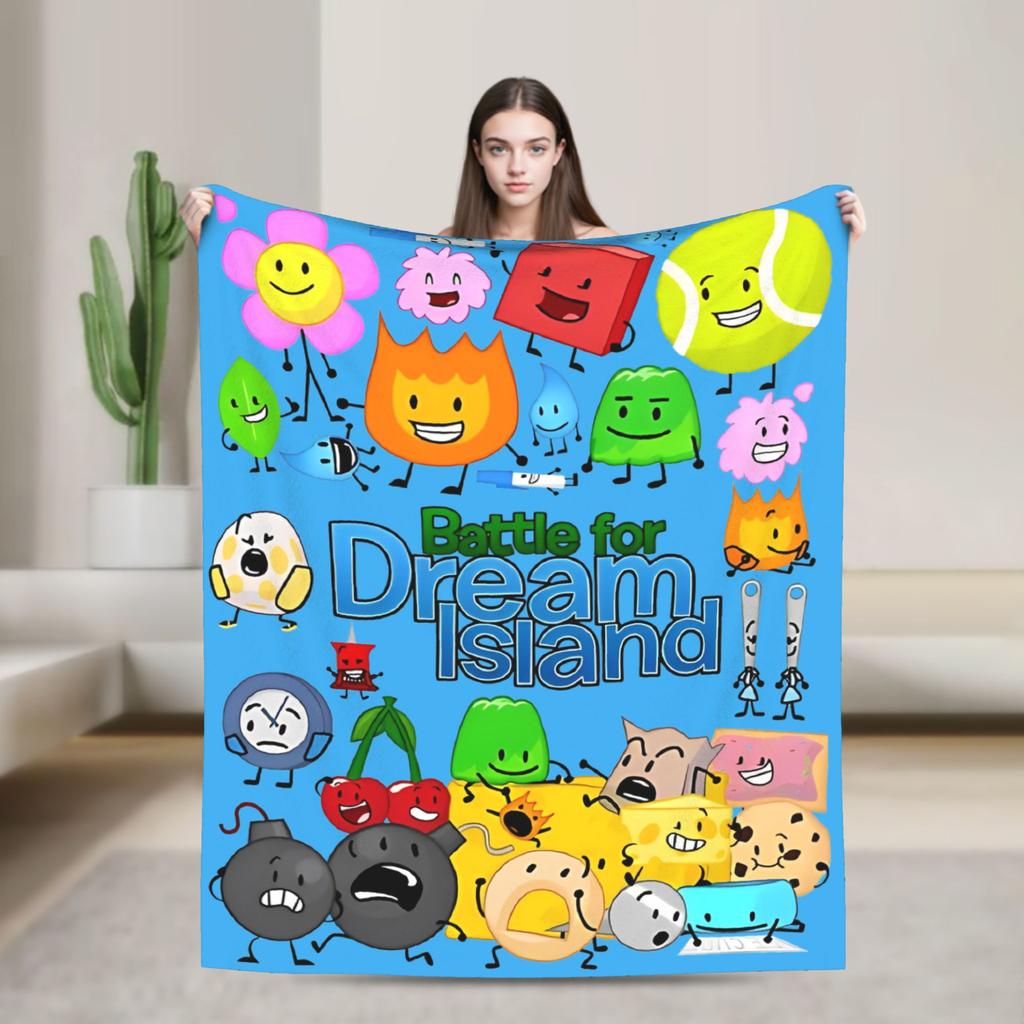 Two BFDI Cartoon Animated Blanket Flannel Novelty Warm Throw Blanket for Home Decoration