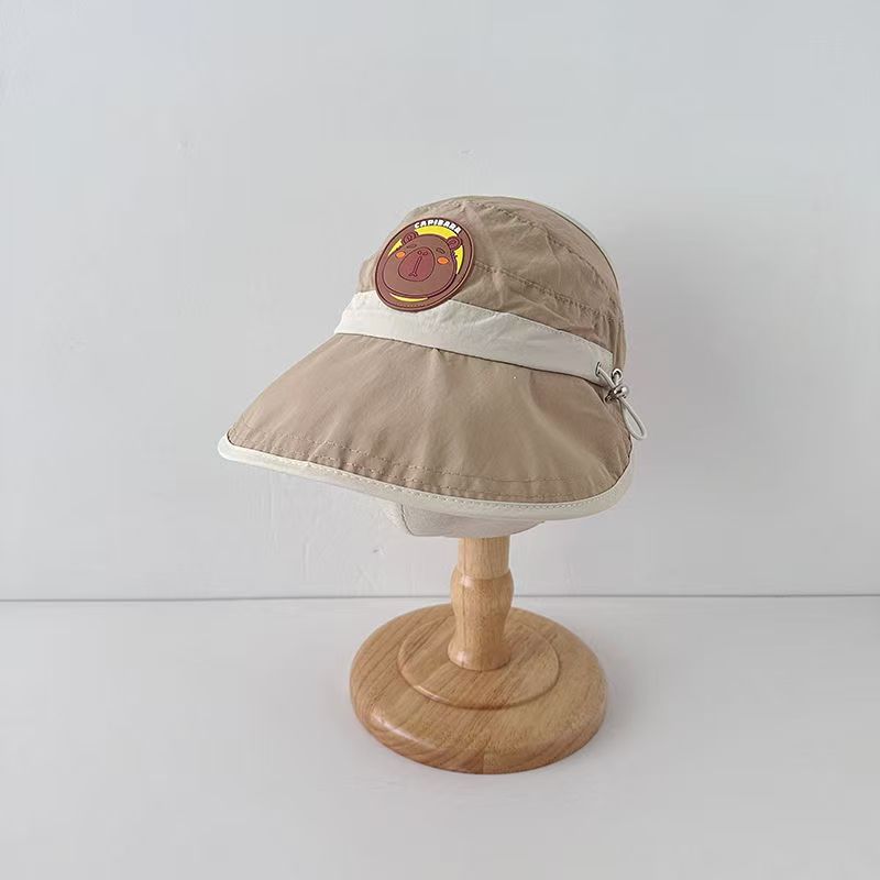 Children's sun protection hat with large eaves summer thin design girls' UV resistant empty top sun protection hat baby sun hat