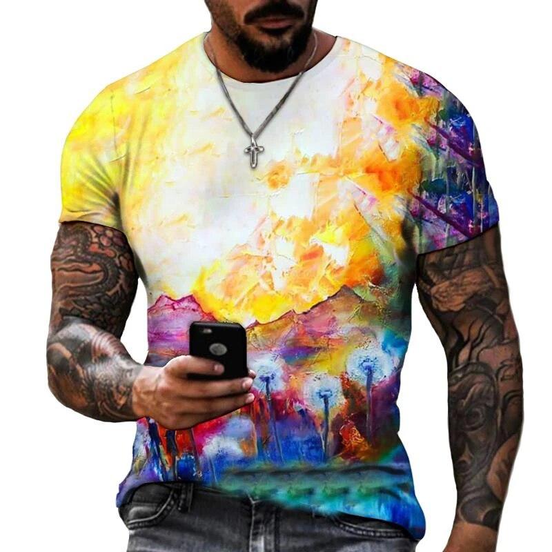 Mote Joint Graffiti Art Herre T-skjorte Hip Hop Casual Harajuku Trykte T-skjorter Ny Personlighetstrend Rund Hals Farge Topper