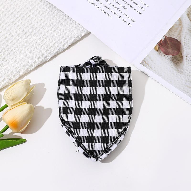 

Dog saliva towel cat triangle towel pet collar Amazon plaid saliva scarf scarf scarf cotton cloth M #30cm width * 85cm total length