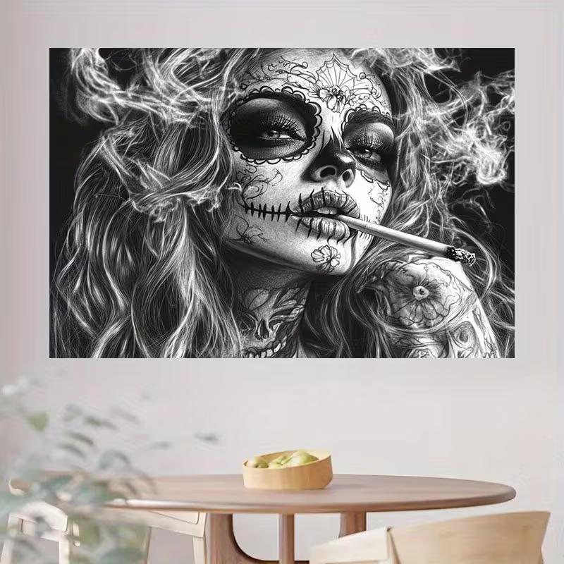 2D Day of the Dead Tattooed Lady Photography Background