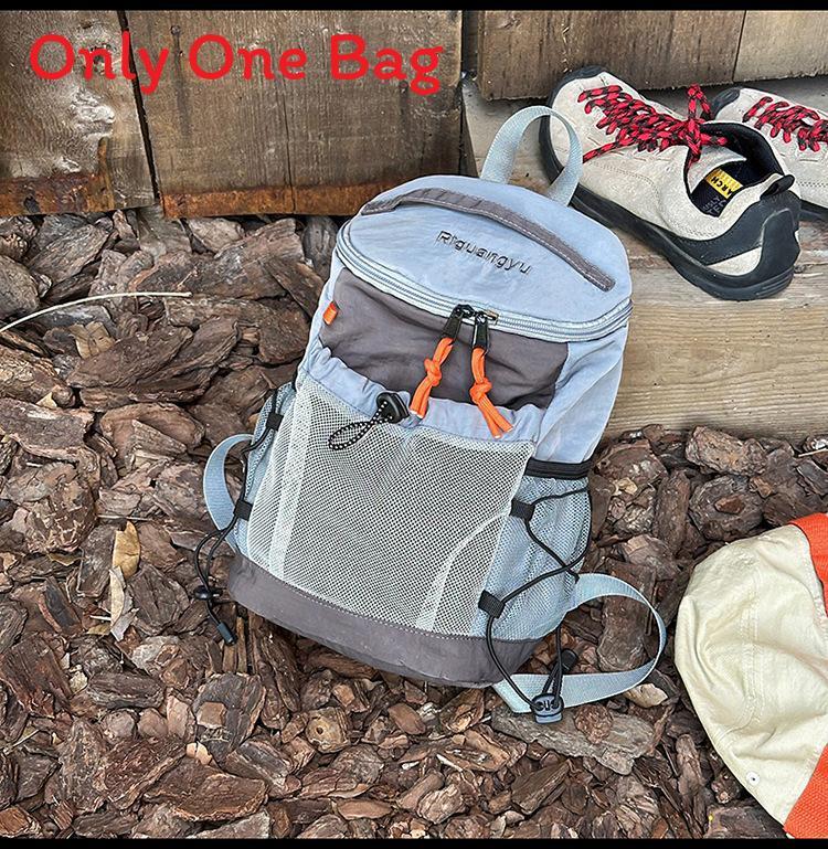 Mountain Range Nylon Drawstring Backpack For Casual Travel And Hiking