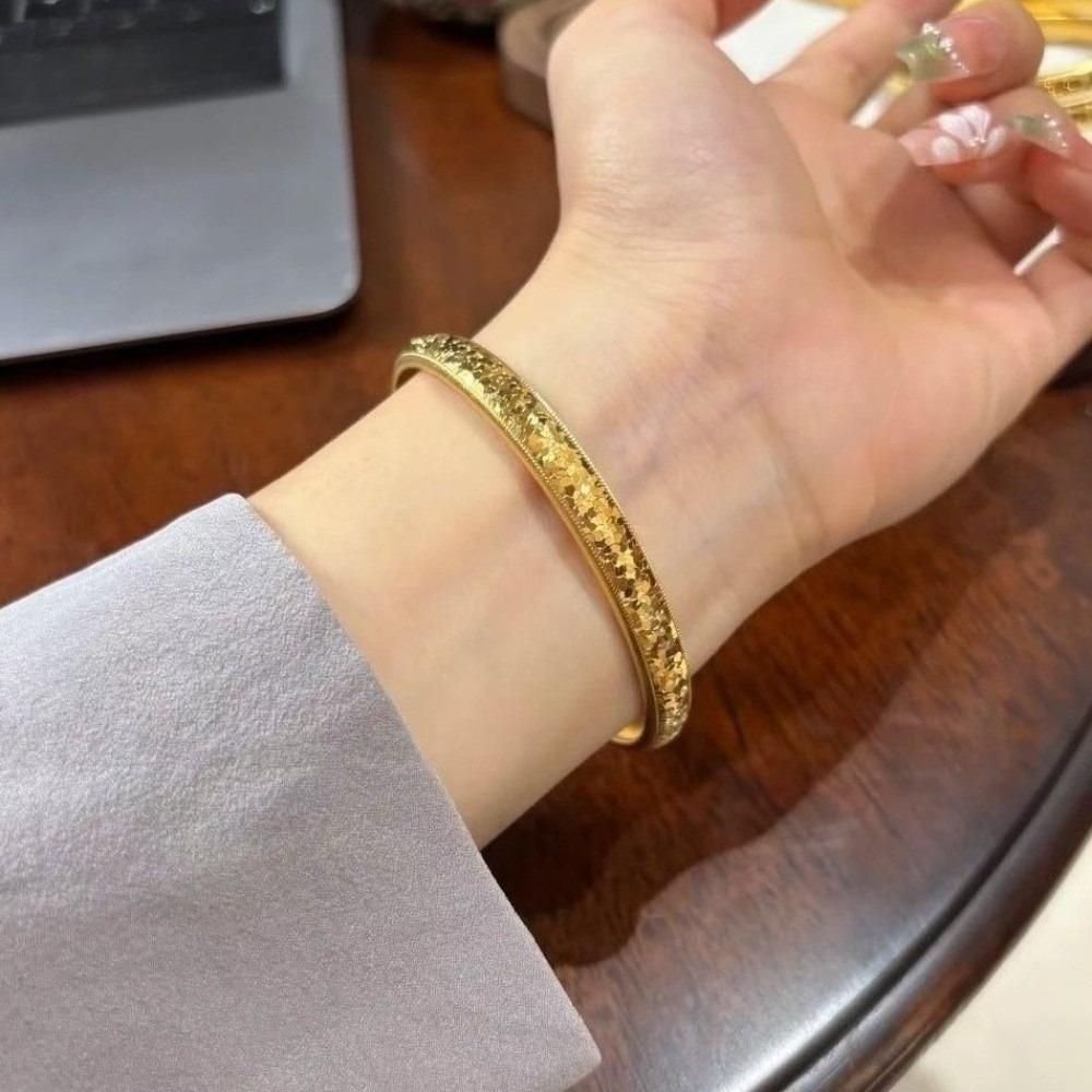 Holographic Ice Breaker Gold Bracelets Fish Scale Pattern Shiny Cuff Starry Golden Bangles Wedding