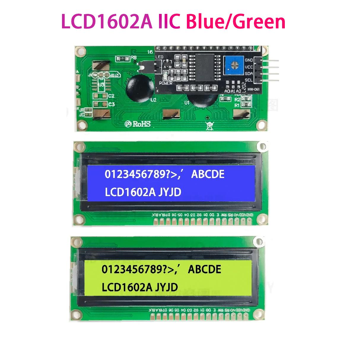 

LCD1602+I2C 1602 16x2 1602A Blue/Green screen HD44780 Character LCD /w IIC/I2C Serial Interface Adapter Module For Arduino Blue