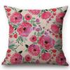 Flower Pattern Cotton Linen Cushion Cover Vintage Watercolor Flowers Decorative Pillowcase Waist Throw Pillow Cover Cojines