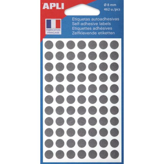 Gommettes Grises 8 mm 462 pastilles