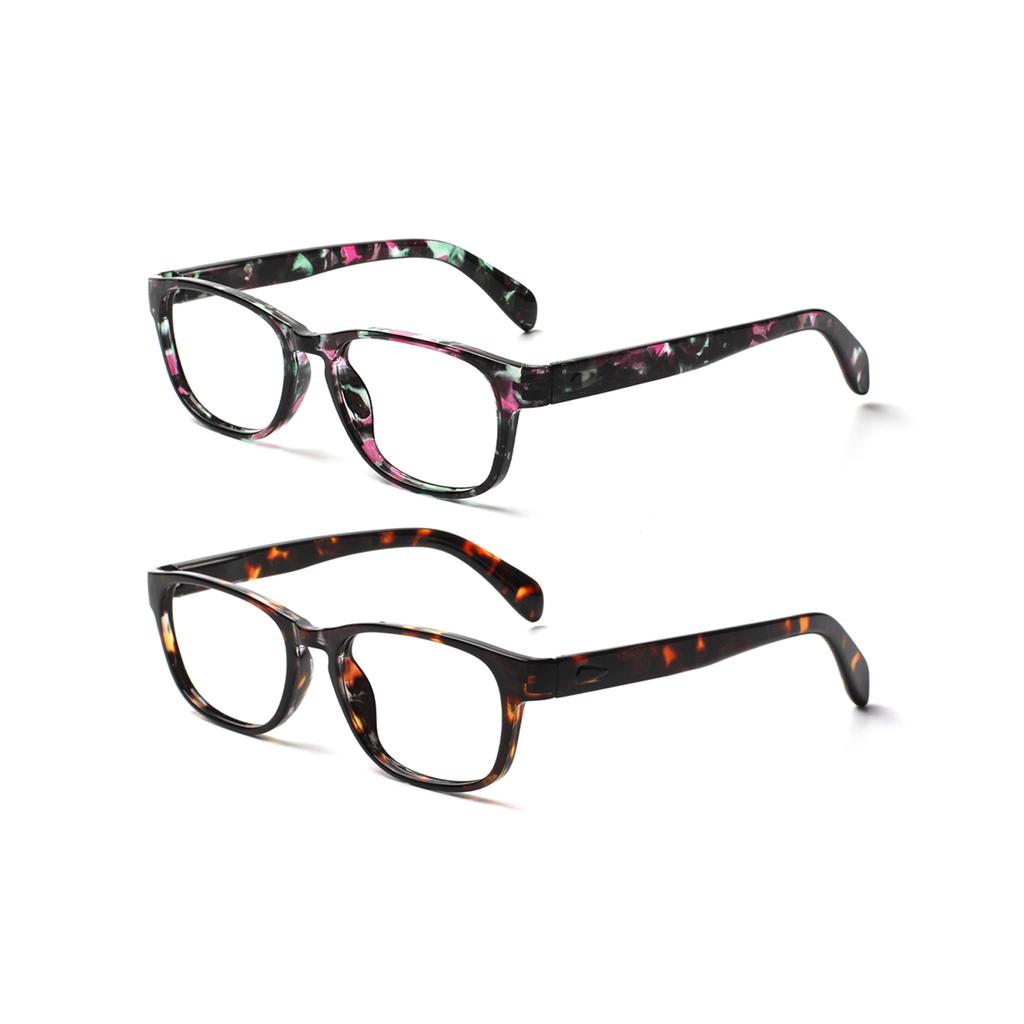 TUREZING 2 Pairs of Reading Glasses for Women Rectangular HD Lenses High Quality Frame Prescription Eyewear 0 +1 +2 +3 +4