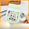 Cartoon Ceramic Cup Cute Mirror Mark with Lid Water Cup Small Gift Box Student Couple Cup Large Capacity High Temperature Resistance