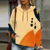 Women Plus Size Rainbow Swirl Print Long Sleeve Drawstring Hood Kangaroo Pocket Pullover Hoodie