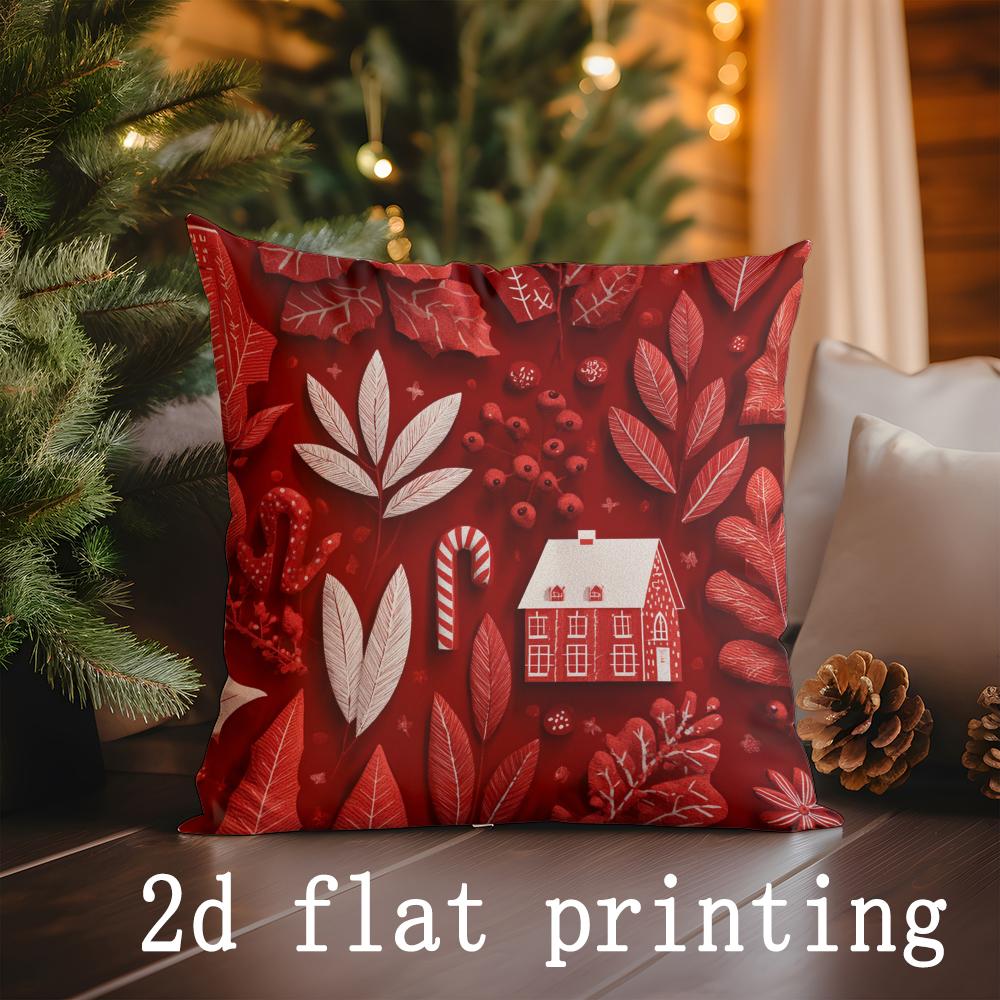 

Домашний Декор Рождественская Елка Круглая Декоративная Подушка Подходит Для Дивана Спальни Автомобиля Наволочка Подушка Прямоугольная Подушка Для Спины 16x16Inch