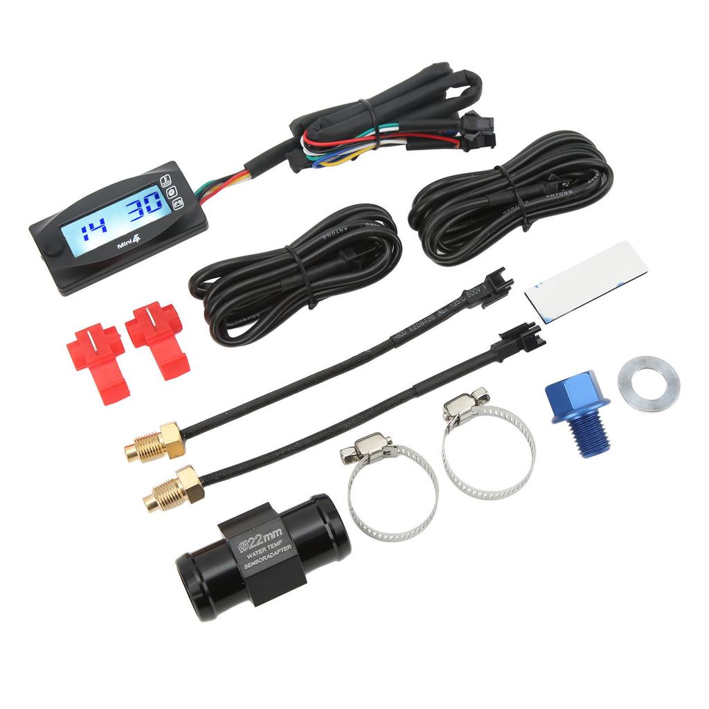 Miernik 4 w 1 Temperatura Wody Oleju Czas Napięcie Wyświetlacz Cyfrowy LCD DC12V Uniwersalny do Motocykla M12x1.5
