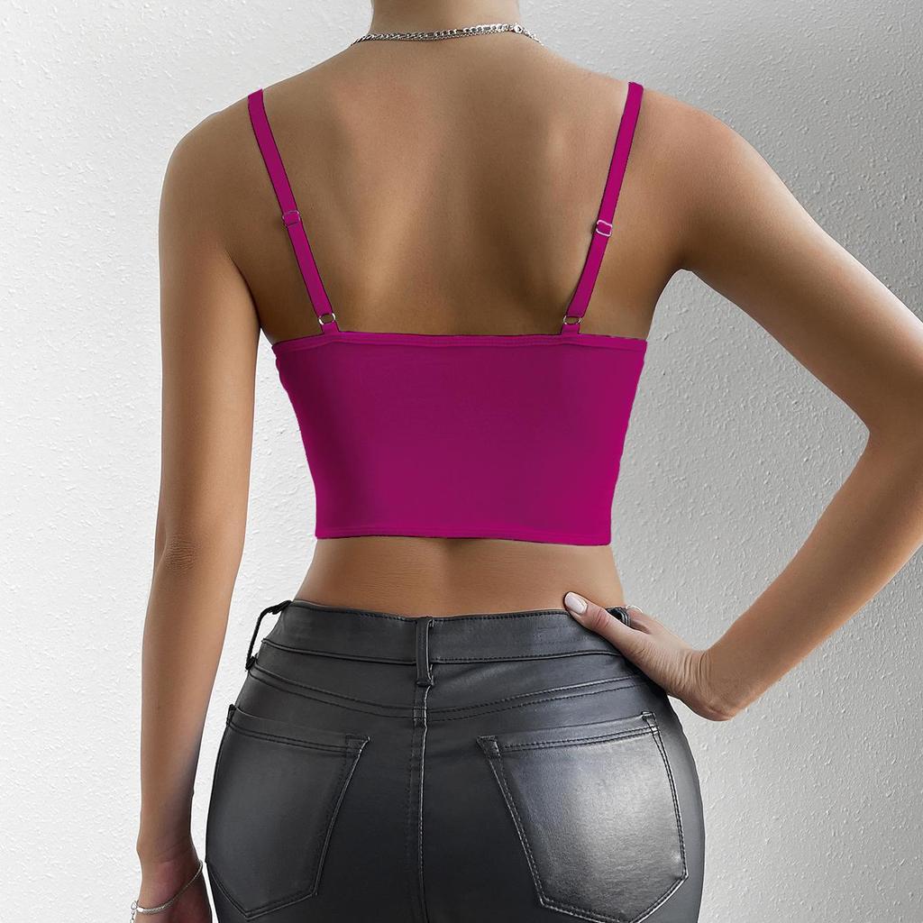 Sexy Lace Underwire Diamond Fishbone Crop Top - See-Through Bodycon Tank for Women