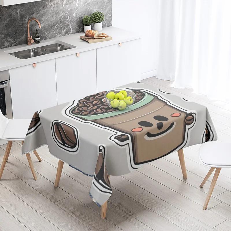 Abstract Art Food Illustration Tablecloth Oil-proof Tablecloth Waterproof Picnic Fabric Nordic Home Decoration