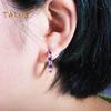 1 Pair Women Huggie Earrings Blue Cubic Zirconia Small Hoop Earrings Party Prom Clipping-on Earrings Copper Round Earrings