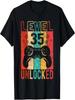 Lustiger 35. Geburtstag Level 35 freigeschaltet, Retro Grafik Geburtstag T-Shirt