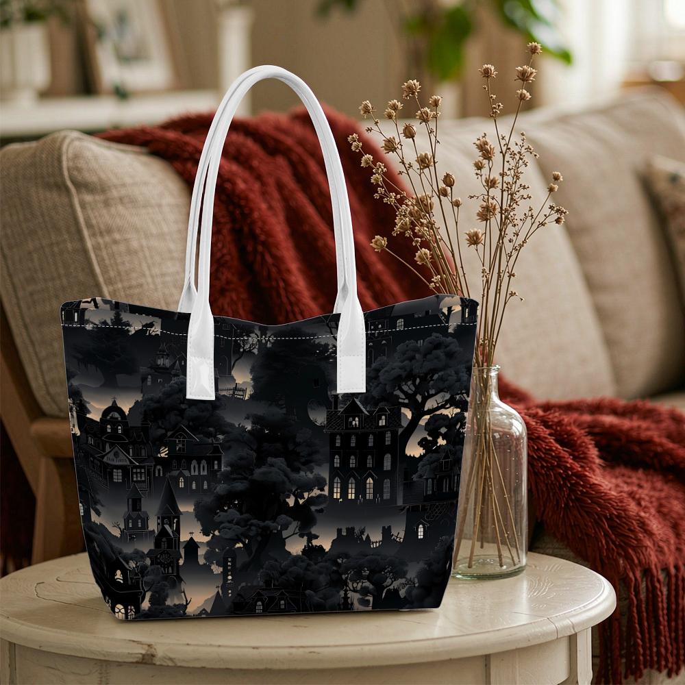 Gothic Dark Manor Print Fashion Tote Bag Casual Large Capacity Daily Carry All Bag