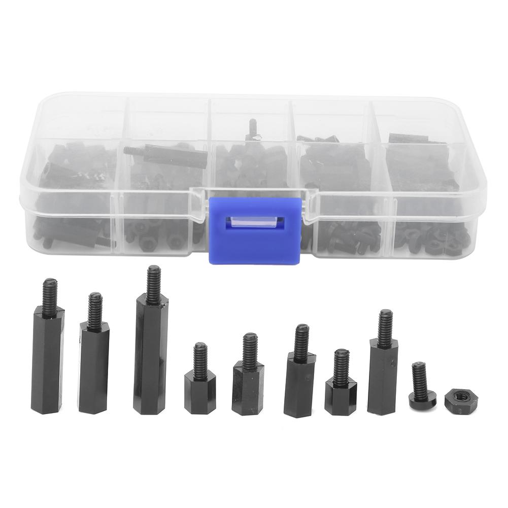 140 Pcs Nylon Screw Kit M2.5 Round Cross Screw Nut Female Male Standoff Set(Black )