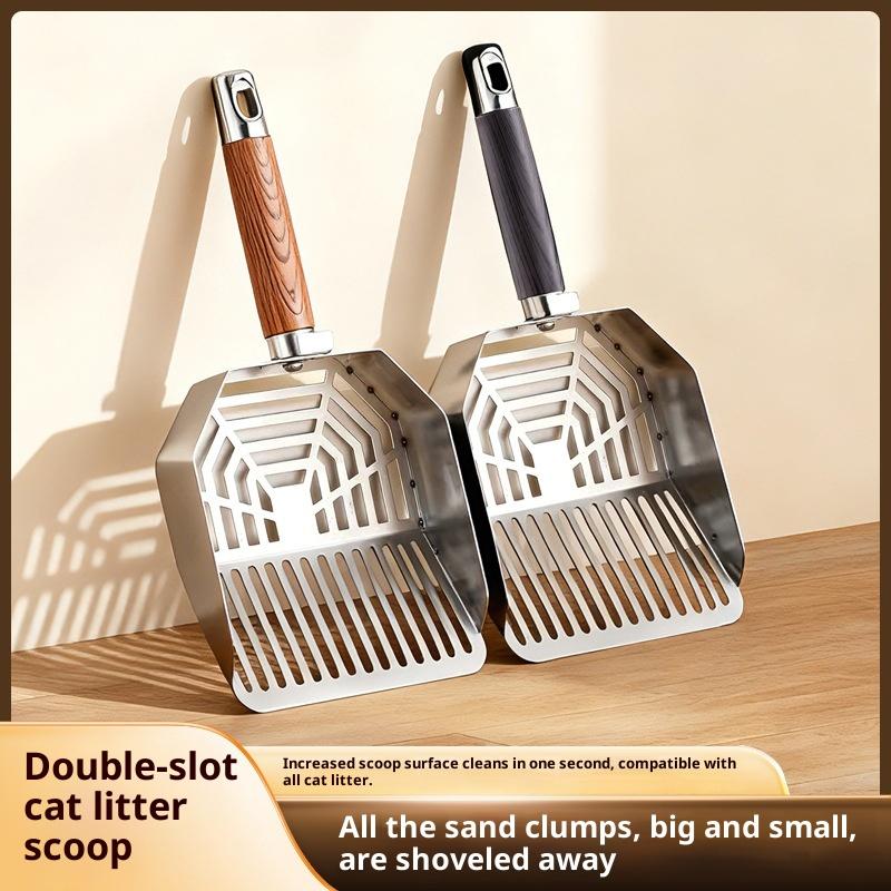 Stainless Steel Cats Litter Scoop Durable Long Handle Mesh Carbon Steel Large Size Scooper Litter Filter Pet Cleaning Tools