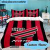 Custom Name Black Stripes Athletico Crest Bedding Set 3pcs, Bedding Set Including 1pc Duvet Cover And 2pcs Pillowcases for Bedroom, Dormitory Gift